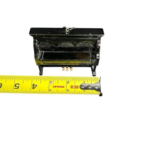 Classic Black Piano Christmas Ornament Upright Key Cover Opens Closes Holiday - Picture 9 of 10